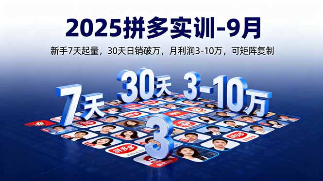 2025拼多多实训-9月：新手7天起量,30天日销破万,月利润3-10万,可矩阵复制-财兔窝项目网