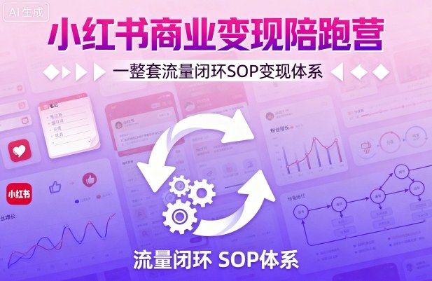 小红书商业变现陪跑营，轻IP矩阵 私域获客 聚光投流，一整套流量闭环SOP变现体系-财兔窝项目网