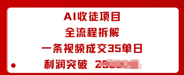 AI收徒项目全流程拆解一条视频成交35单日利润突破1k+-财兔窝项目网