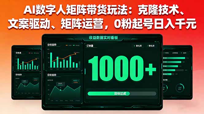 AI数字人矩阵带货玩法：克隆技术、文案驱动、矩阵运营，0粉起号日入千元-财兔窝项目网