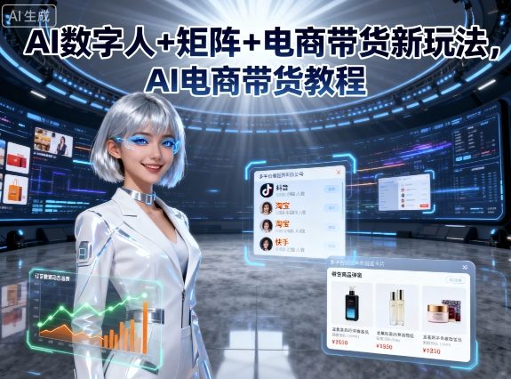 AI数字人+矩阵+电商带货新玩法，AI电商带货教程-财兔窝项目网