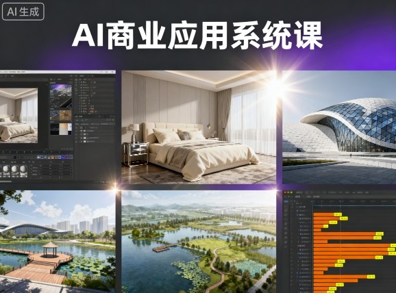 AI商业应用系统课，室内-软装-建筑-景观，智能设计+效果图+动画画实战-财兔窝项目网