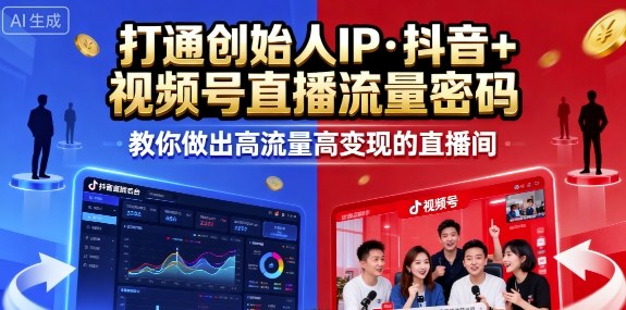 25年直播9-10两期线下课，打通创始人IP，抖音+视频号直播流量密码，教你做出高流量高变现的直播间-财兔窝项目网