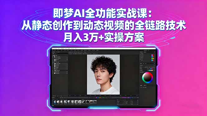 即梦AI全功能实战课：从静态创作到动态视频的全链路技术 月入3万+实操方案-财兔窝项目网