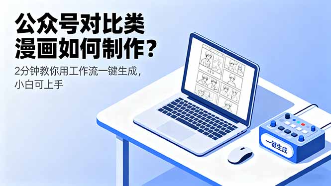 公众号对比类漫画如何制作？2分钟教你用工作流一键生成，小白可上手-财兔窝项目网