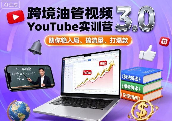 跨境油管视频YouTube实训营3.0，助你稳入局、搞流量、打爆款-财兔窝项目网