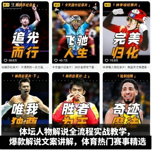 体坛人物解说全流程实战教学，爆款解说文案讲解，体育热门赛事精选-财兔窝项目网