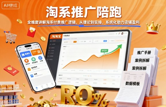 淘系推广陪跑，全维度讲解淘系付费推广逻辑，从理论到实操，系统化助力店铺盈利-财兔窝项目网