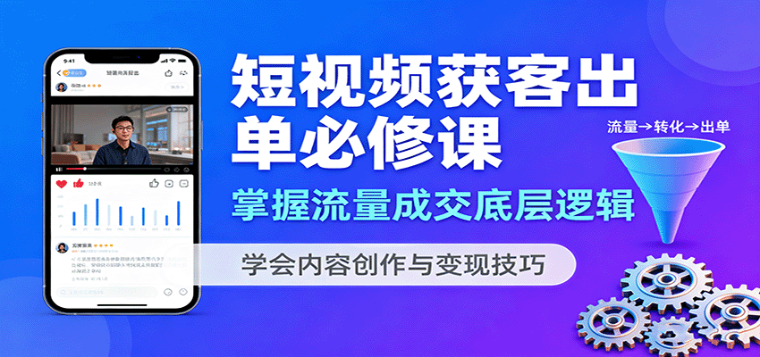 短视频获客出单必修课：掌握流量成交底层逻辑，学会内容创作与变现技巧-财兔窝项目网