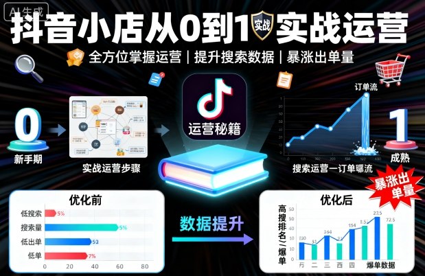 抖音小店从0到1实战运营，帮你全方位掌握小店运营，提升搜索数据与出单量-财兔窝项目网