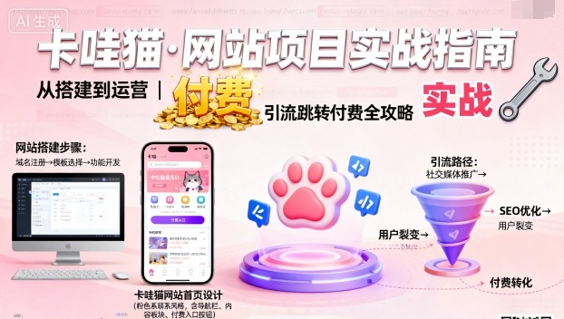 卡哇猫·网站项目，网站搭建与运营以及引流跳转付费-财兔窝项目网