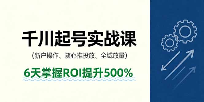 抖音千川起号实战课，新户操作,随心推投放,全域放量，6天掌握ROI提升500%-财兔窝项目网