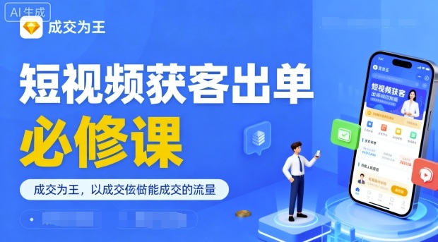 短视频获客出单必修课，成交为王，以成交为导向，直接做能成交的流量-财兔窝项目网