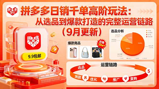 拼多多日销千单高阶玩法：从选品到爆款打造的完整运营链路(9月更新-财兔窝项目网