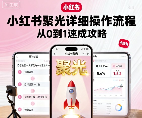 小红书聚光详细操作流程，小红书聚光从0到1速成攻略-财兔窝项目网