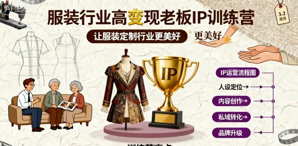 服装行业高变现老板IP训练营，让服装定制行业更美好-财兔窝项目网