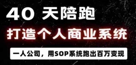 40天陪跑打造个人商业系统，一人公司，用SOP系统跑出百W变现-财兔窝项目网