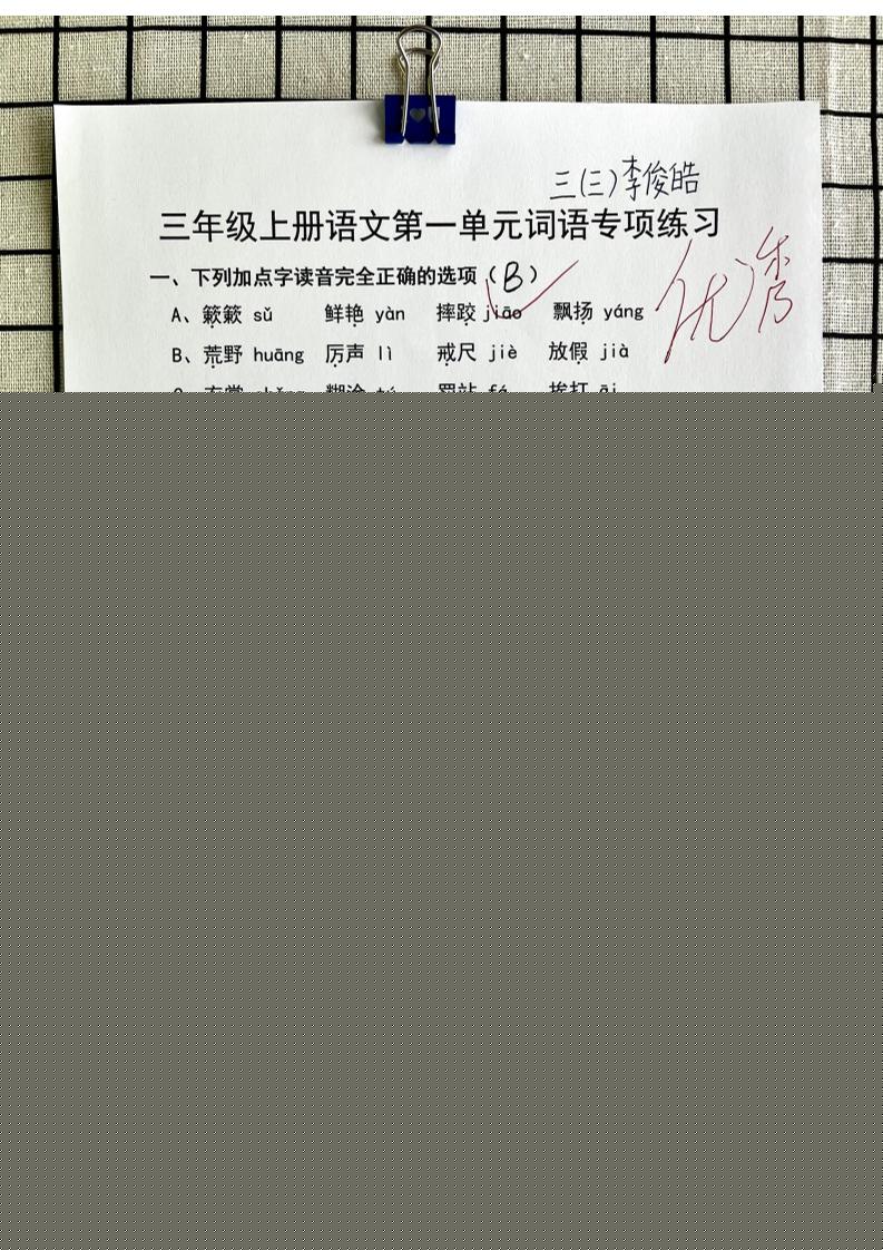 三年级上册语文第一单元词语专项答案-财兔窝项目网