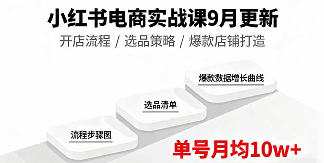 小红书电商实战课9月更新，开店流程/选品策略/爆款店铺打造，单号月均10w+-财兔窝项目网