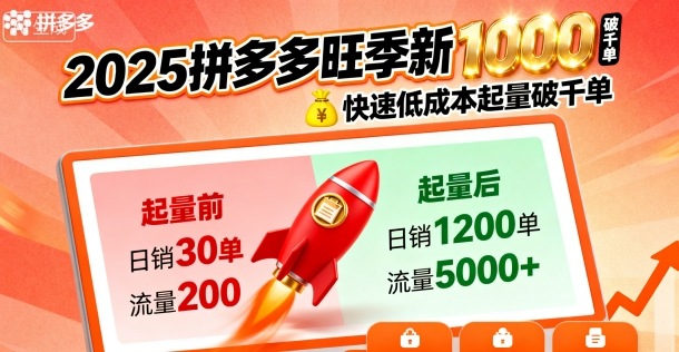 2025拼多多旺季新老店铺——快速低成本起量破千单-财兔窝项目网