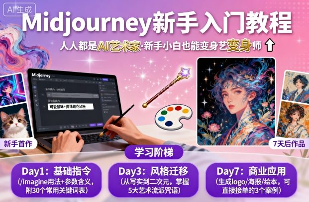 midjourney新手入门教程：人人都是AI艺术家，新手小白也能变身艺术大师-财兔窝项目网