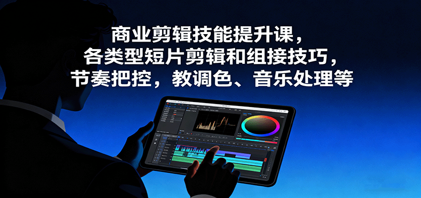 商业剪辑技能提升课，各类型短片剪辑和组接技巧，节奏把控，教调色、音乐处理等-财兔窝项目网