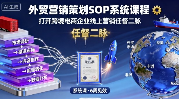 外贸营销策划SOP系统课程，打开跨境电商企业线上营销任督二脉-财兔窝项目网