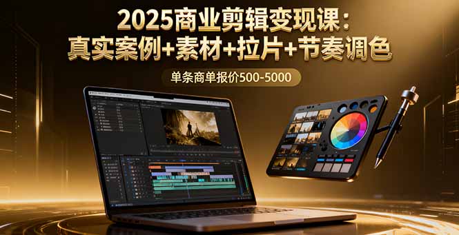 2025商业剪辑变现课：真实案例+素材+拉片+节奏调色，单条商单报价500-5000-财兔窝项目网