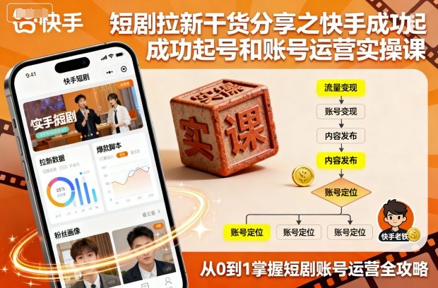 短剧拉新干货分享之快手成功起号和账号运营实操课-财兔窝项目网