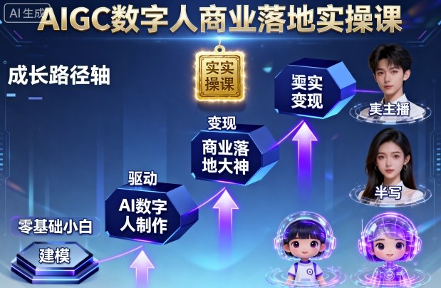 AIGC数字人商业落地实操课，从零基础小白到AI数字人大神-财兔窝项目网