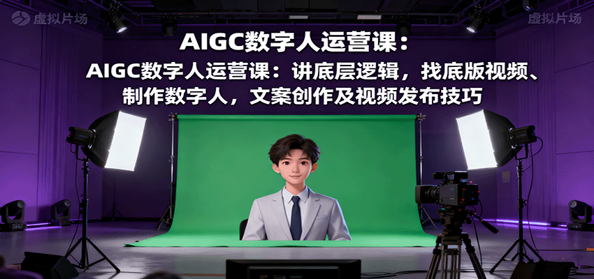 AIGC数字人运营课：讲底层逻辑，找底版视频、制作数字人，文案创作及视频发布技巧-财兔窝项目网