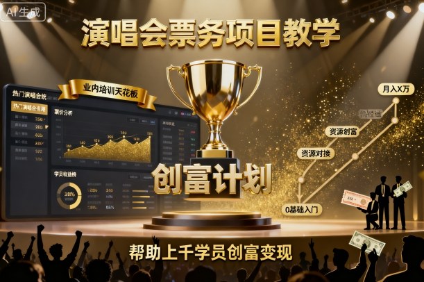 演唱会票务项目教学，业内培训天花板，帮助上千学员创富变现-财兔窝项目网