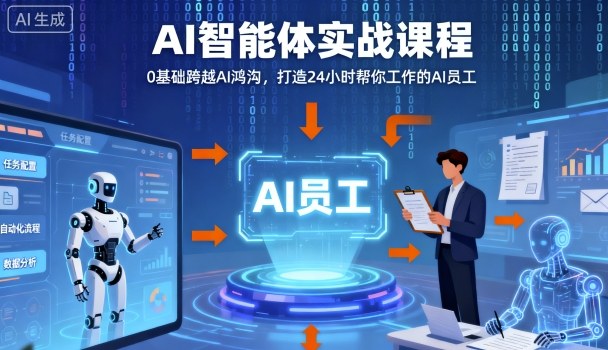 Ai智能体实战课程，0基础跨越Ai鸿沟，打造24小时帮你工作的Ai员工，打破常规，以实战定义Ai-财兔窝项目网