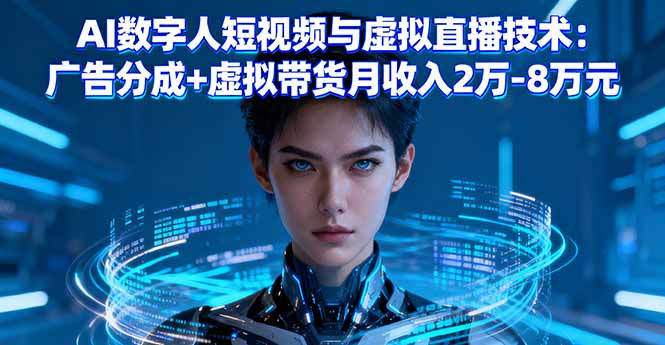 AI数字人短视频与虚拟直播技术：广告分成+虚拟带货月收入2万-8万元-财兔窝项目网