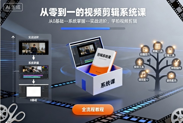 从零到一的视频剪辑系统课，从0基础–系统掌握–实战进阶，学拍视频剪辑-财兔窝项目网