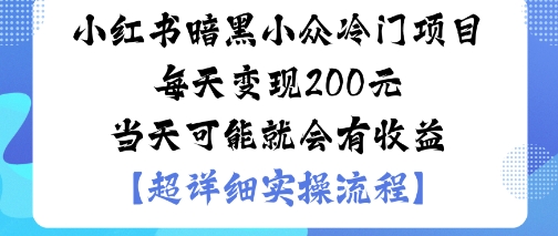 小红书暗黑小众冷门项目每天变现2张当天可能就会有收益-财兔窝项目网