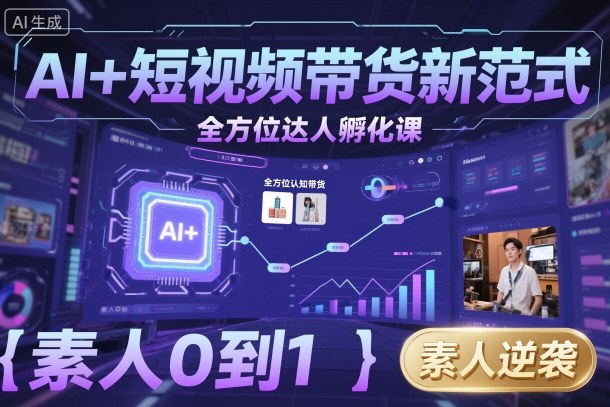AI+短视频带货新范式全方位达人孵化课，素人也可以从0到1，全方位认知短视频带货-财兔窝项目网