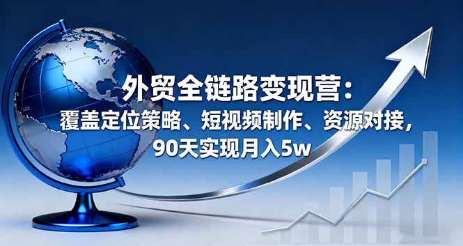 外贸全链路变现营：覆盖定位策略、短视频制作、资源对接，90天实现月入5w-财兔窝项目网