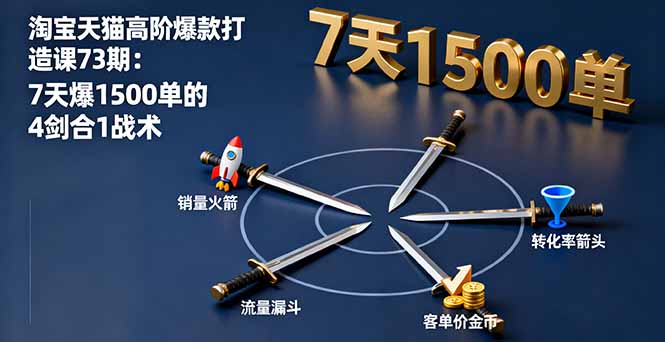 淘宝天猫高阶爆款打造课73期：7天爆1500单的4剑合1战术-财兔窝项目网