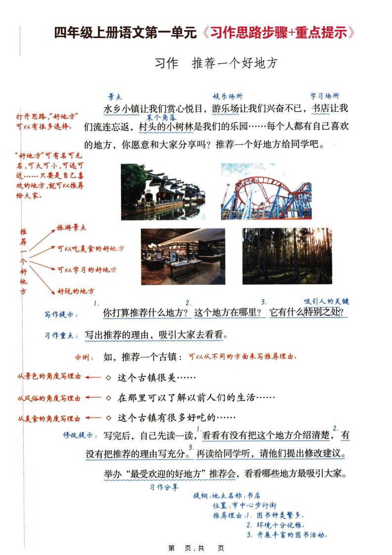四上语文1-8单元习作思路步骤+重点提示+优秀范文（16页）-财兔窝项目网