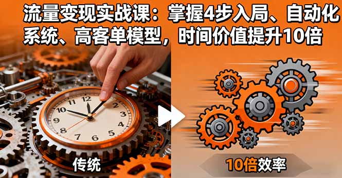 流量变现实战课：掌握4步入局、自动化系统、高客单模型，时间价值提升10倍-财兔窝项目网