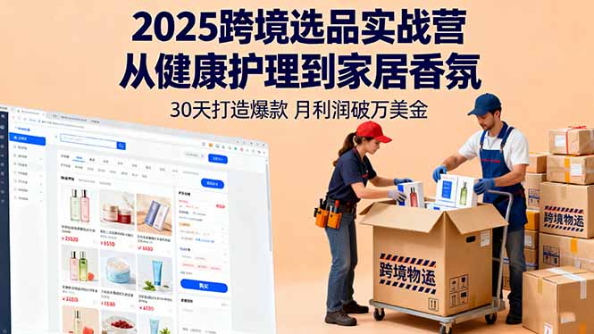 2025跨境选品实战营：从健康护理到家居香氛，30天打造爆款,月利润破万美金-财兔窝项目网