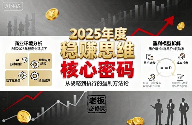 2025年度稳賺思维老板创业营，拆解2025年新商业环境下，企业实现持续盈利的核心密码-财兔窝项目网