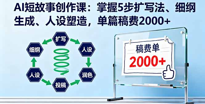 AI短故事创作课：掌握5步扩写法、细纲生成、人设塑造，单篇稿费2000+-财兔窝项目网