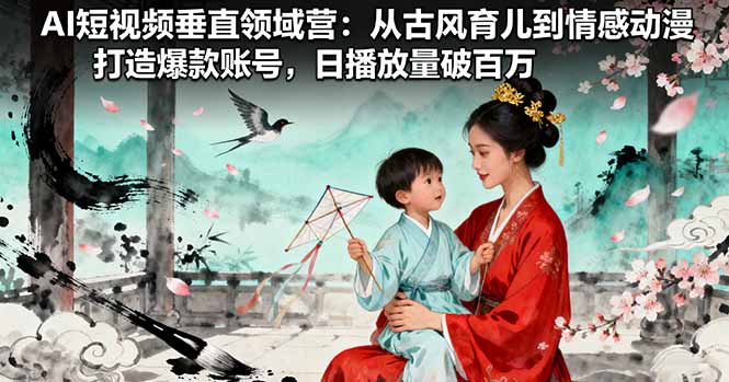 AI短视频垂直领域营：从古风育儿到情感动漫，打造爆款账号,日播放量破百万-财兔窝项目网