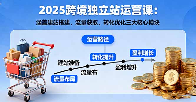 2025跨境独立站运营课：涵盖建站搭建、流量获取、转化优化三大核心模块-财兔窝项目网
