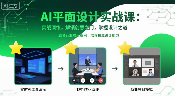 AI平面设计实战课，实战演练，解锁创意之门，掌握设计之道-财兔窝项目网