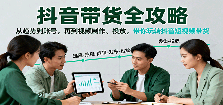 抖音带货全攻略：从趋势到账号，再到视频制作、投放，带你玩转抖音短视频带货-财兔窝项目网