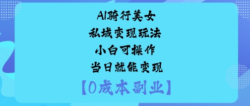 AI骑行美女私域变现玩法小白可操作当日就能变现-财兔窝项目网
