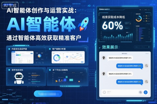AI智能体创作与运营实战，实体门店通过智能体高效获取精准客户-财兔窝项目网